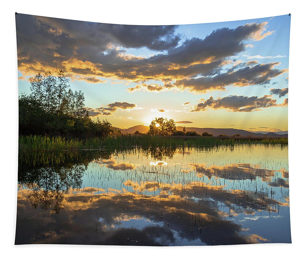 Lake Tapestry featuring the photograph Reflection of a Sunset Sky by Amy Sorvillo