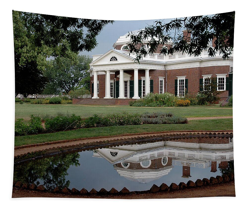 Usa Tapestry featuring the photograph Reflections of Monticello by LeeAnn McLaneGoetz McLaneGoetzStudioLLCcom