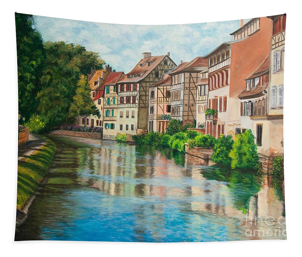 Strasbourg France Art Tapestry featuring the painting Reflections Of Strasbourg by Charlotte Blanchard