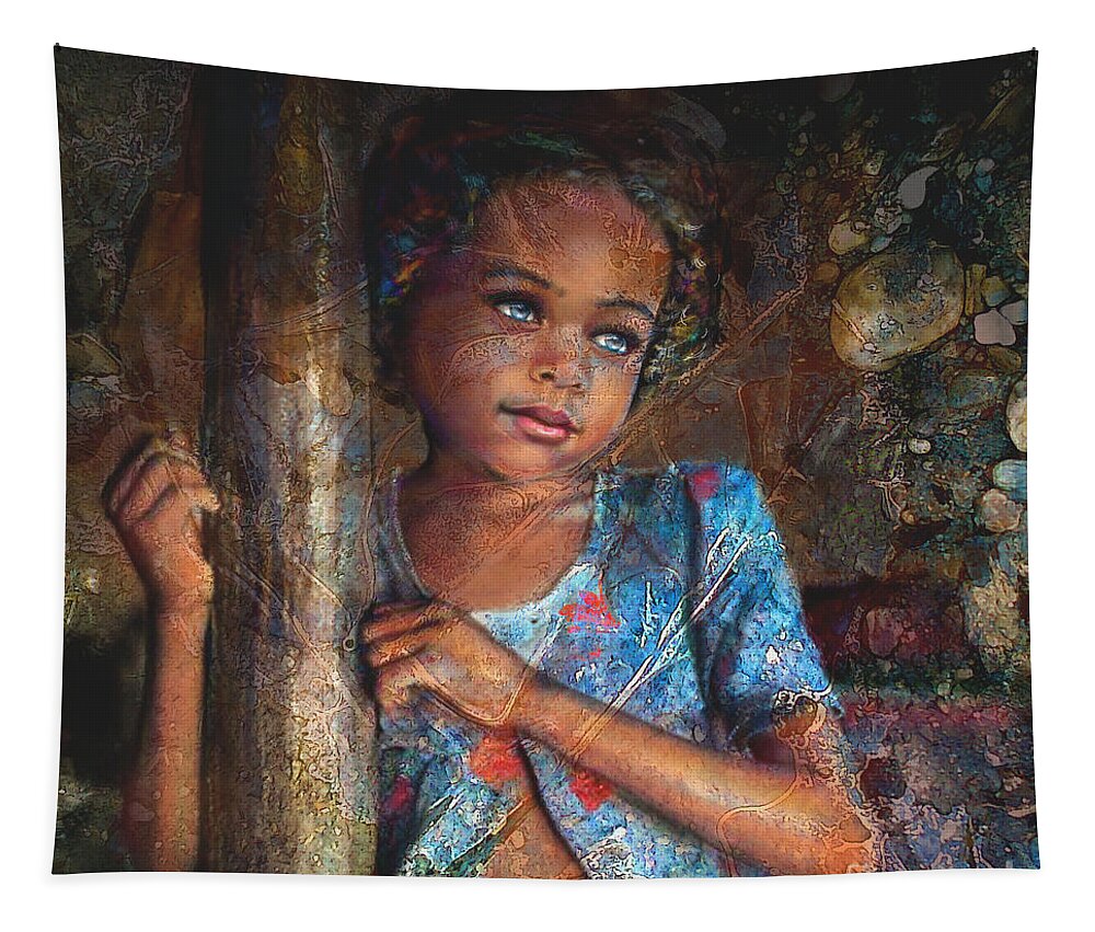 Little Tapestry featuring the painting Refugee by Angie Braun
