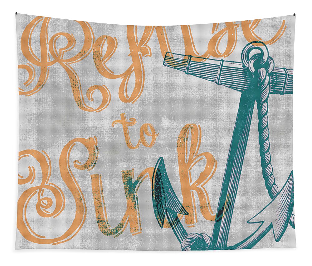 Brandi Fitzgerald Tapestry featuring the digital art Refuse to Sink Grey by Brandi Fitzgerald