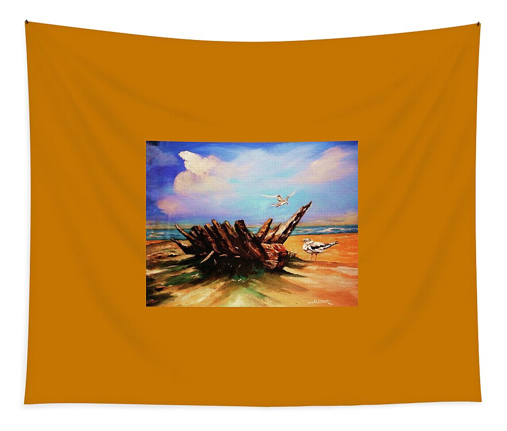 Sea Relic Tapestry featuring the painting Relic Washed Ashore by Al Brown