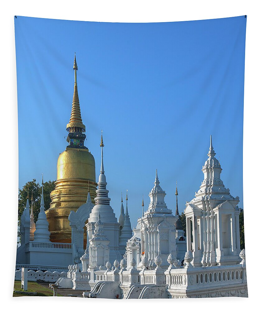 Scenic Tapestry featuring the photograph Wat Suan Dok Reliquaries of Northern Thai Royalty DTHCM0947 by Gerry Gantt