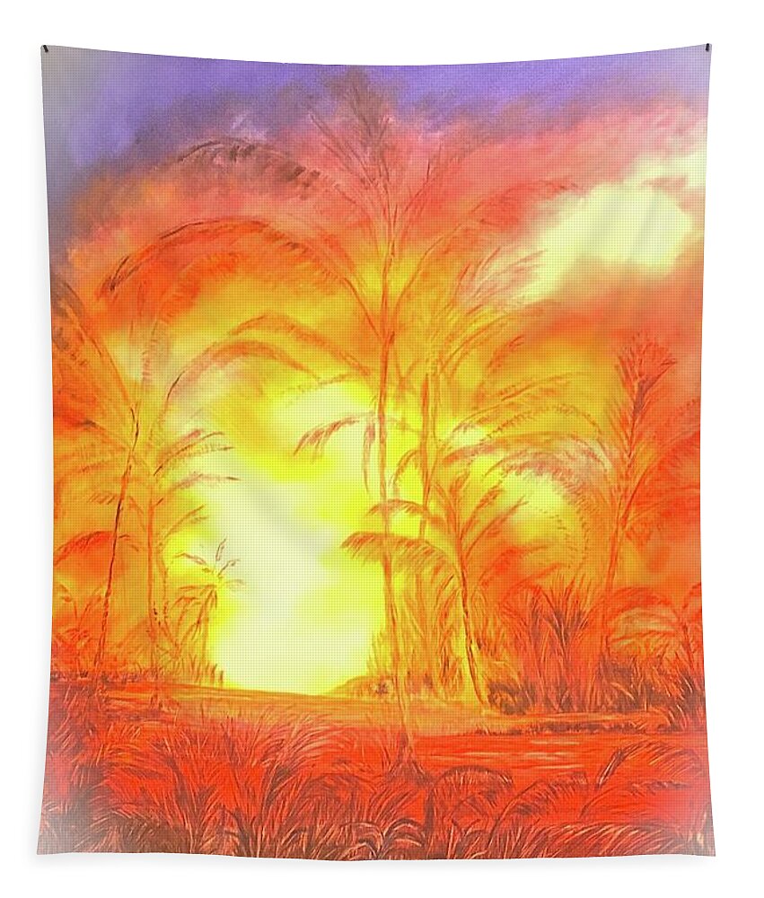 Leilani Tapestry featuring the painting AI LA'AU Forest Eater by Michael Silbaugh