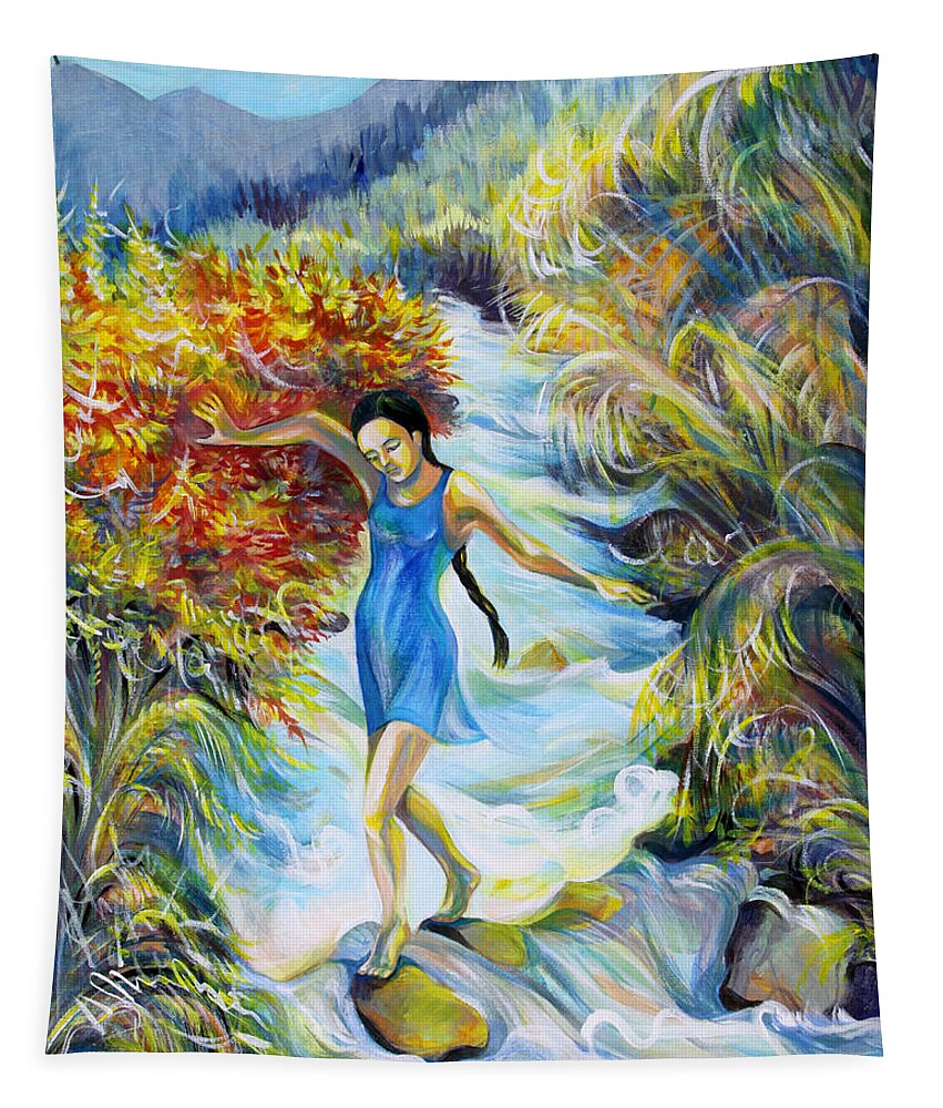 Acrylic Tapestry featuring the painting Reminiscences of Asia.Over by Anna Duyunova
