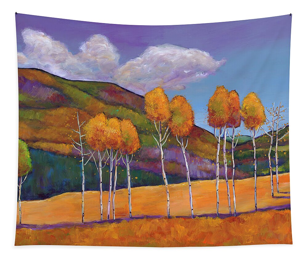 Autumn Aspen Tapestry featuring the painting Reminiscing by Johnathan Harris
