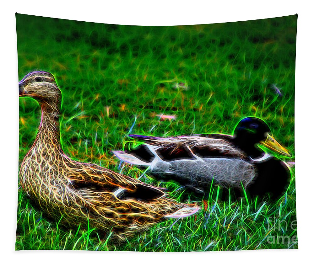 Resting Ducks Tapestry featuring the photograph Resting Ducks by Mariola Bitner