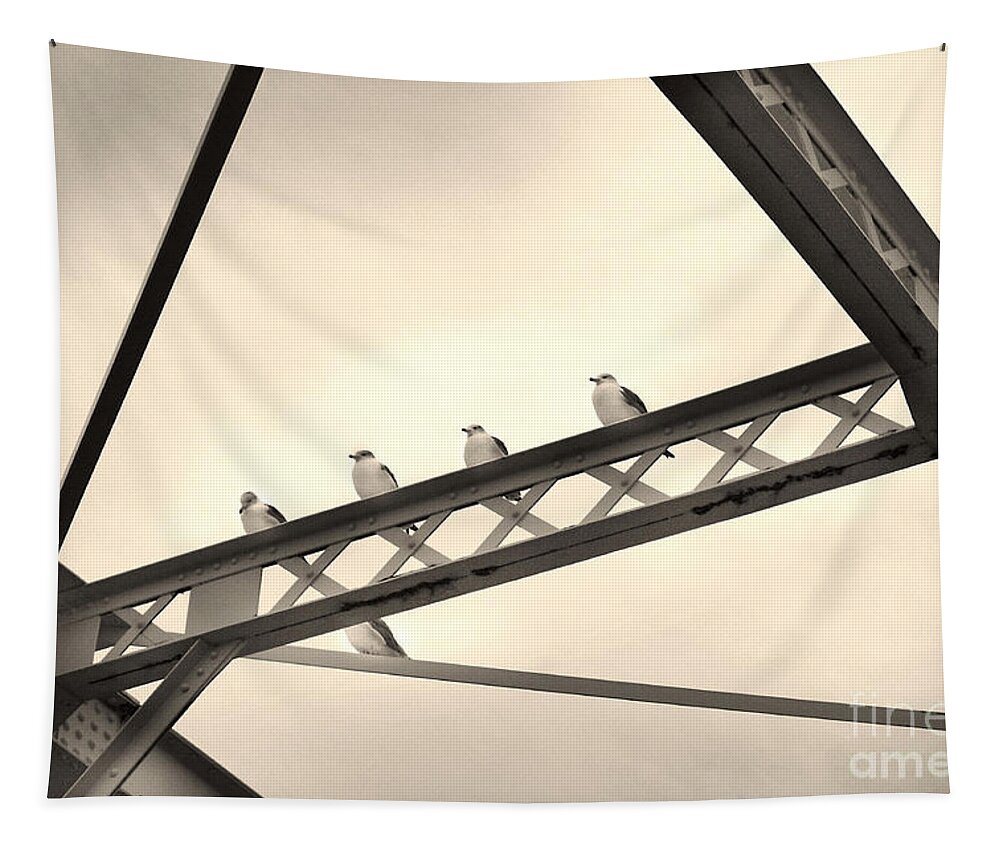 Birds Tapestry featuring the photograph Resting Seagulls by Eena Bo