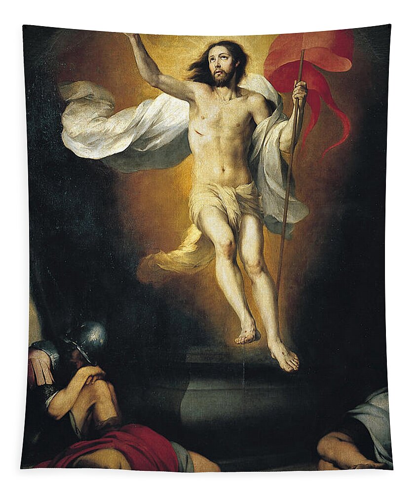 Bartolome Esteban Murillo Tapestry featuring the painting Resurrection of the Lord by Bartolome Esteban Murillo