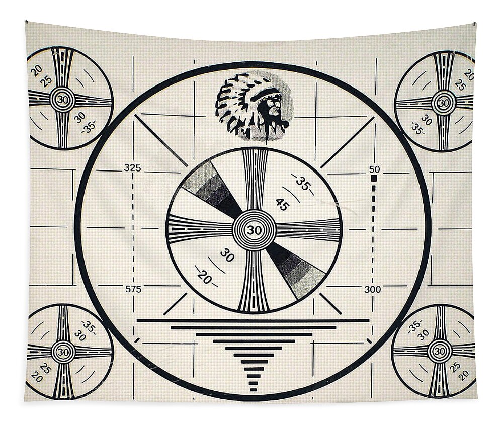 Retro Tapestry featuring the digital art Retro TV Monoscope Test Pattern geekery by Tina Lavoie
