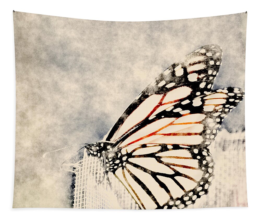 Gray Tapestry featuring the digital art Reve de papillon - 11a by Variance Collections