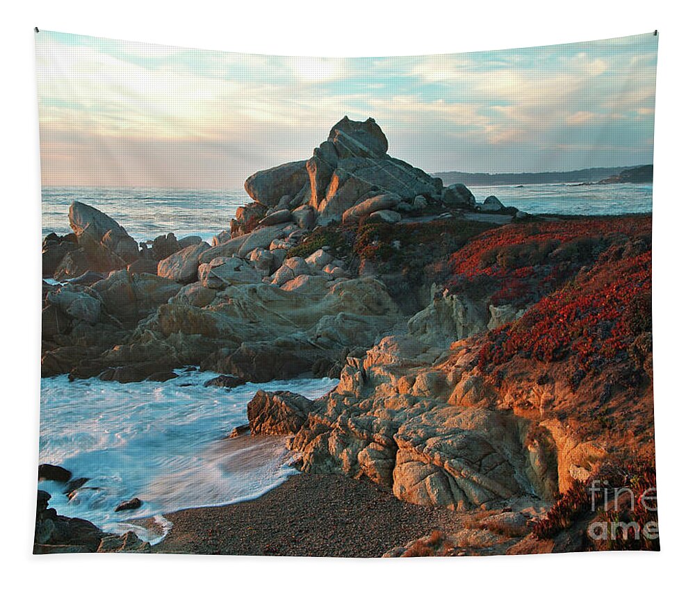 Nature Tapestry featuring the photograph Ribera Beach Sunset Carmel California by Charlene Mitchell