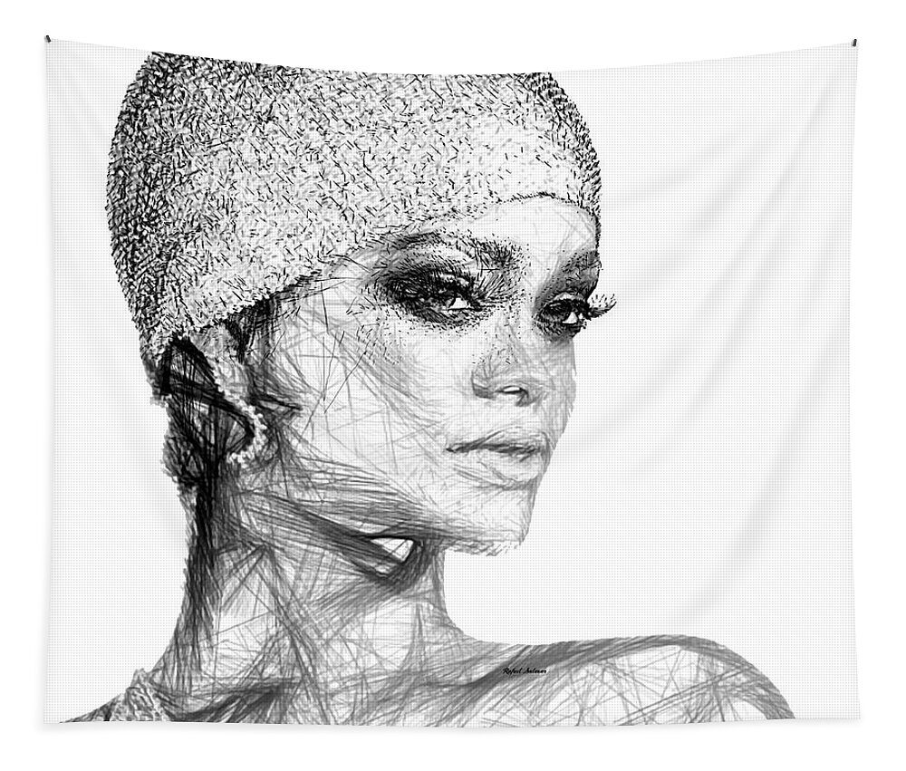 Rafael Salazar Tapestry featuring the digital art Rihanna by Rafael Salazar