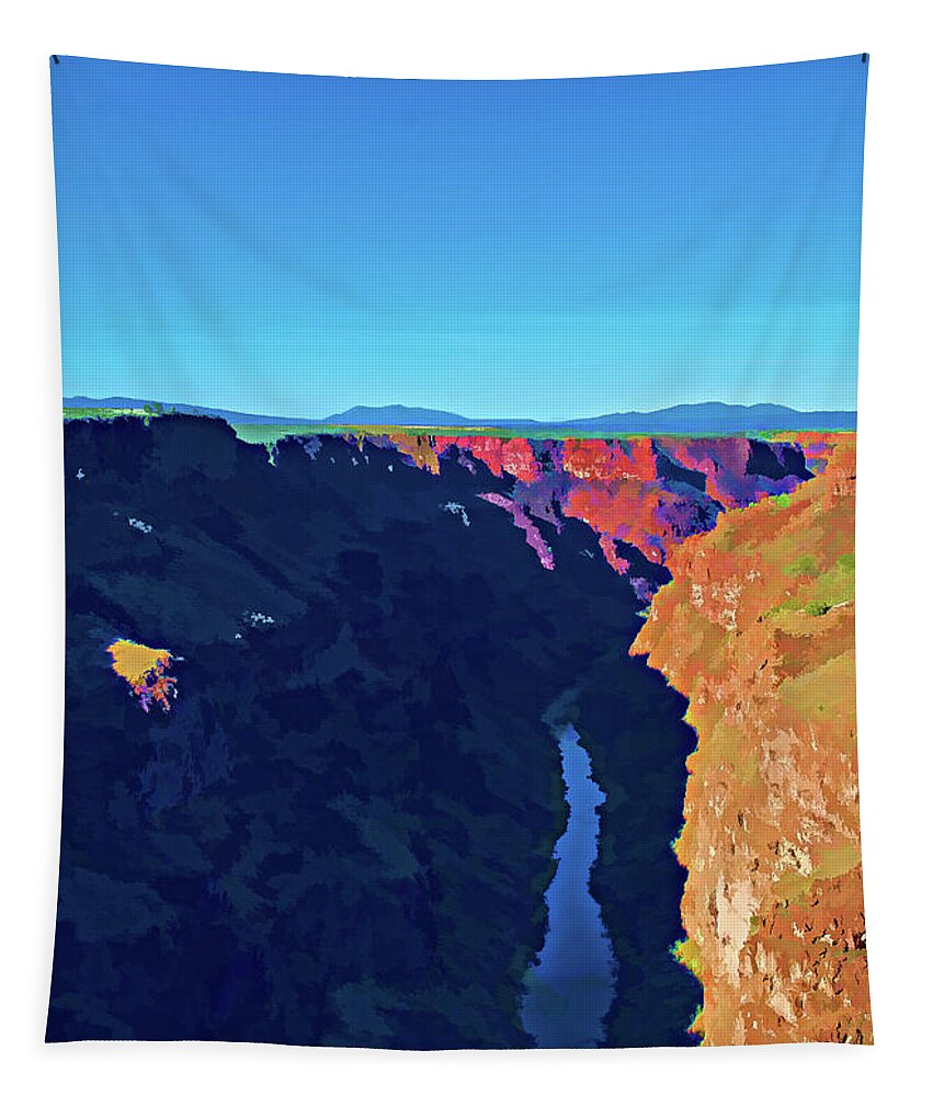 Rio Grande Tapestry featuring the digital art Rio Grande gorge by Charles Muhle