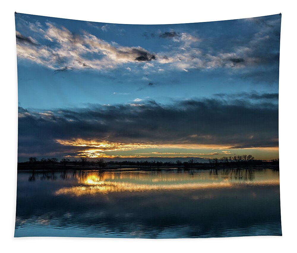 Sunrise Tapestry featuring the photograph Rising Sun at the Wildlife Refuge by Tony Hake