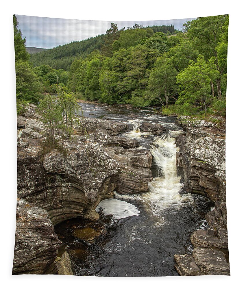 River Tapestry featuring the photograph River Moriston Falls Vertical by Teresa Wilson