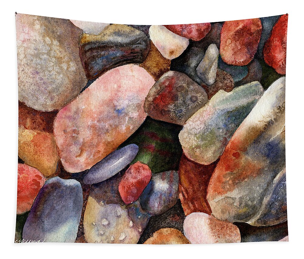 Rock Painting Tapestry featuring the painting River Rocks by Anne Gifford