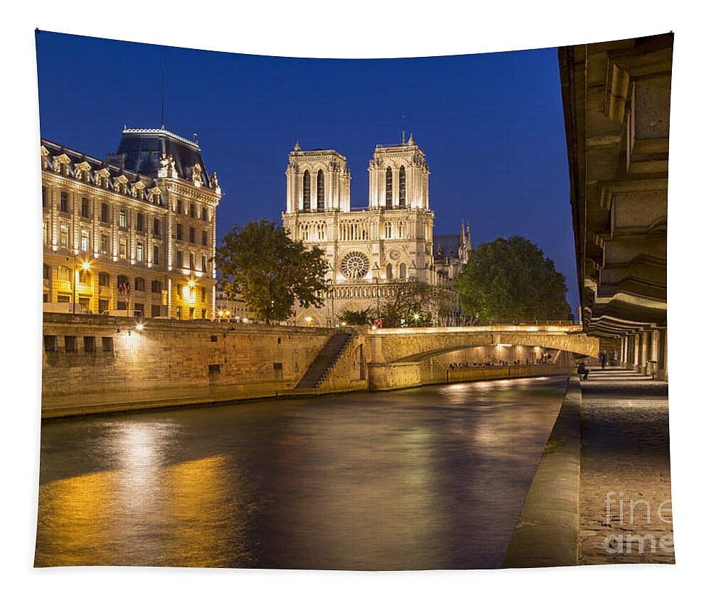 Paris Tapestry featuring the photograph River Seine and Cathedral Notre Dame - Paris by Brian Jannsen