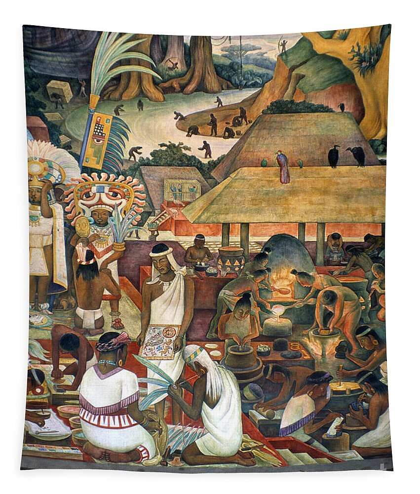 1925 Tapestry featuring the painting Rivera Pre-columbian Life by Granger