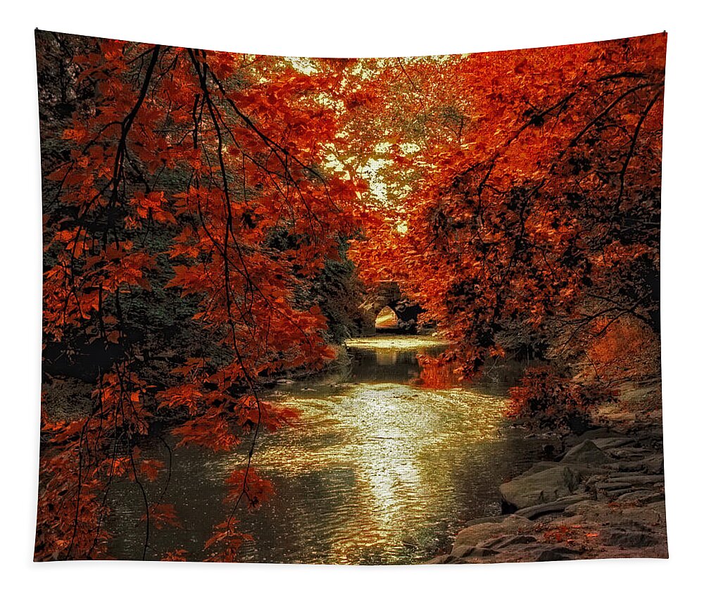 Autumn Tapestry featuring the photograph Riverbank Red by Jessica Jenney