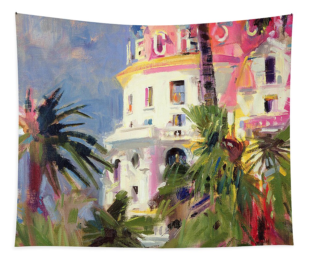 Riviera Balcony Tapestry featuring the painting Riviera Balcony by Peter Graham