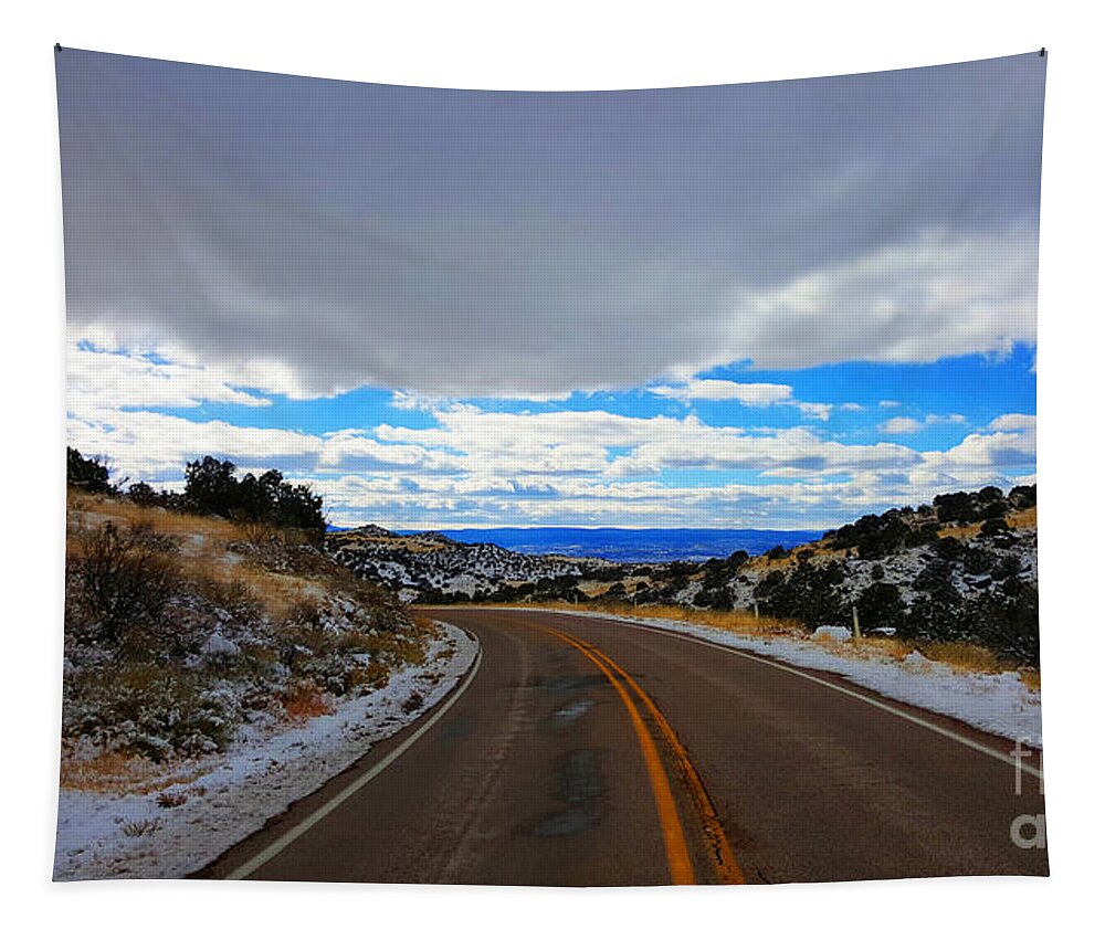 Southwest Landscape Tapestry featuring the photograph Road to blue skys by Robert WK Clark