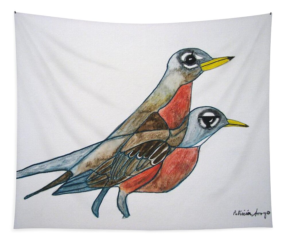  Tapestry featuring the painting Robins Partner by Patricia Arroyo