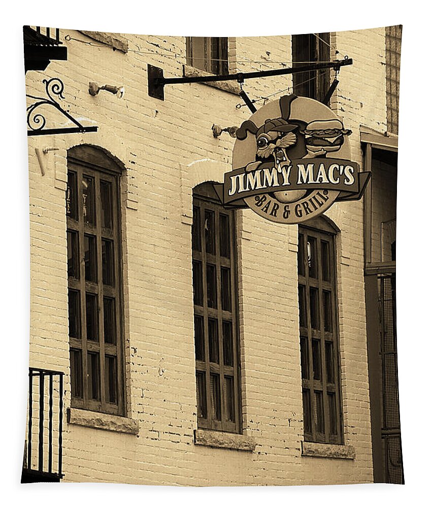 Alcohol Tapestry featuring the photograph Rochester, New York - Jimmy Mac's Bar 3 Sepia by Frank Romeo