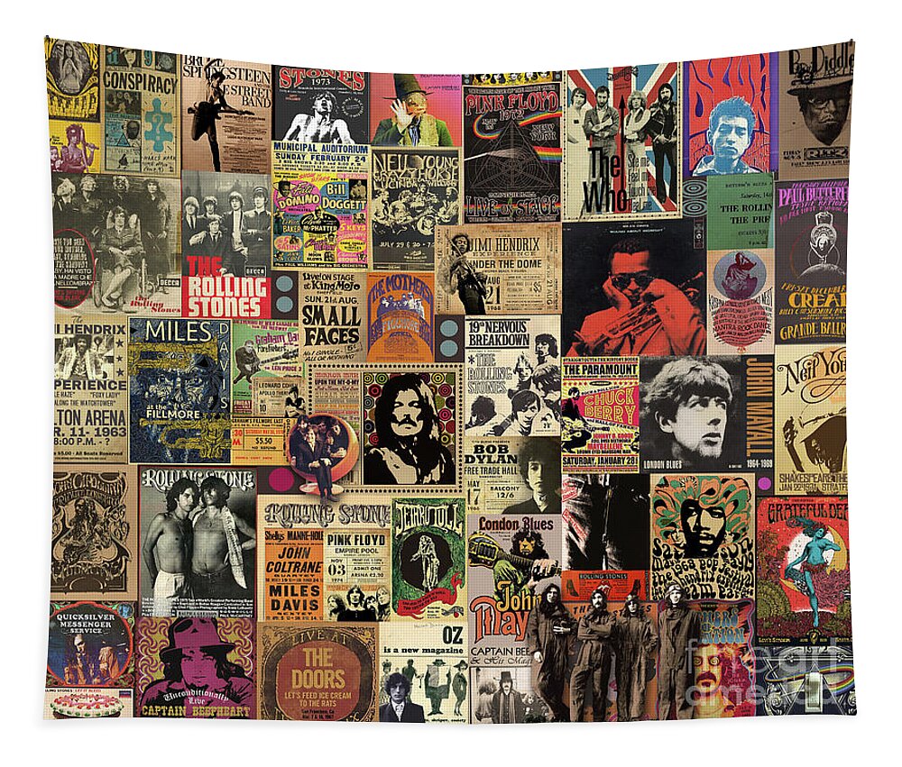Sixties Tapestry featuring the digital art Rock n' roll stories by Tania Bekta