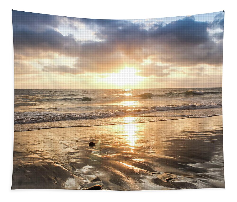 Golden Hour Tapestry featuring the photograph Rock 'n Sunset by Alison Frank