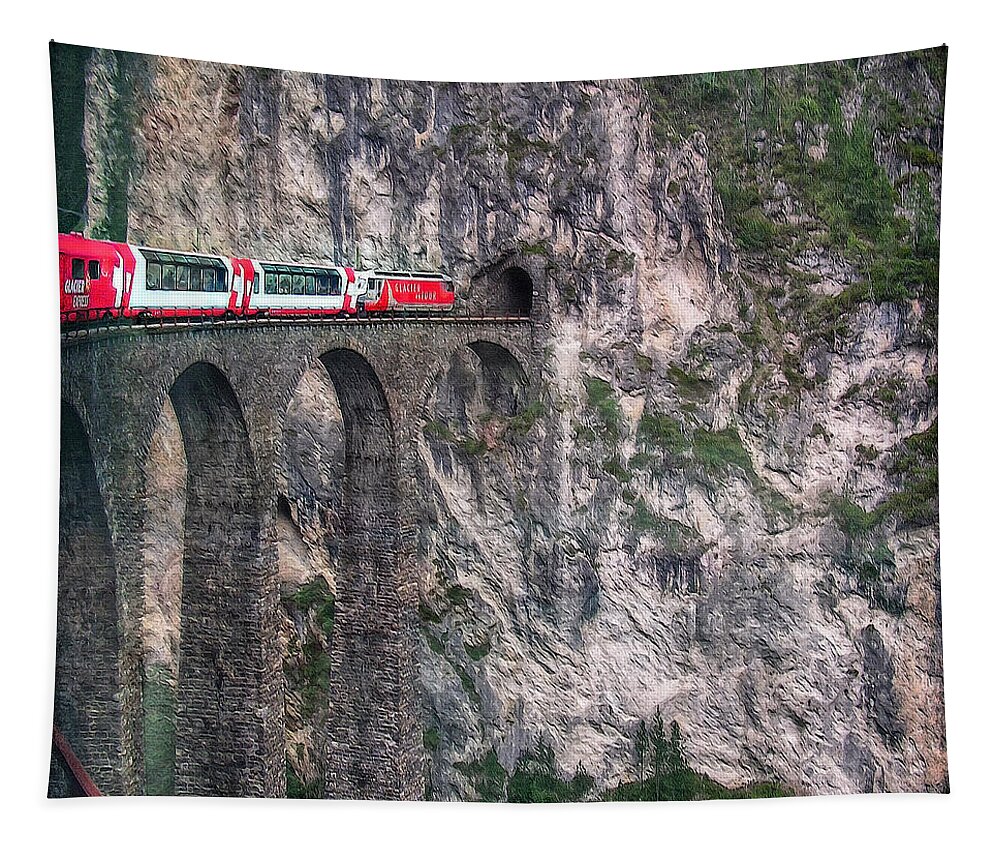Switzerland Tapestry featuring the photograph Rock Wall with Rockhole by Hanny Heim