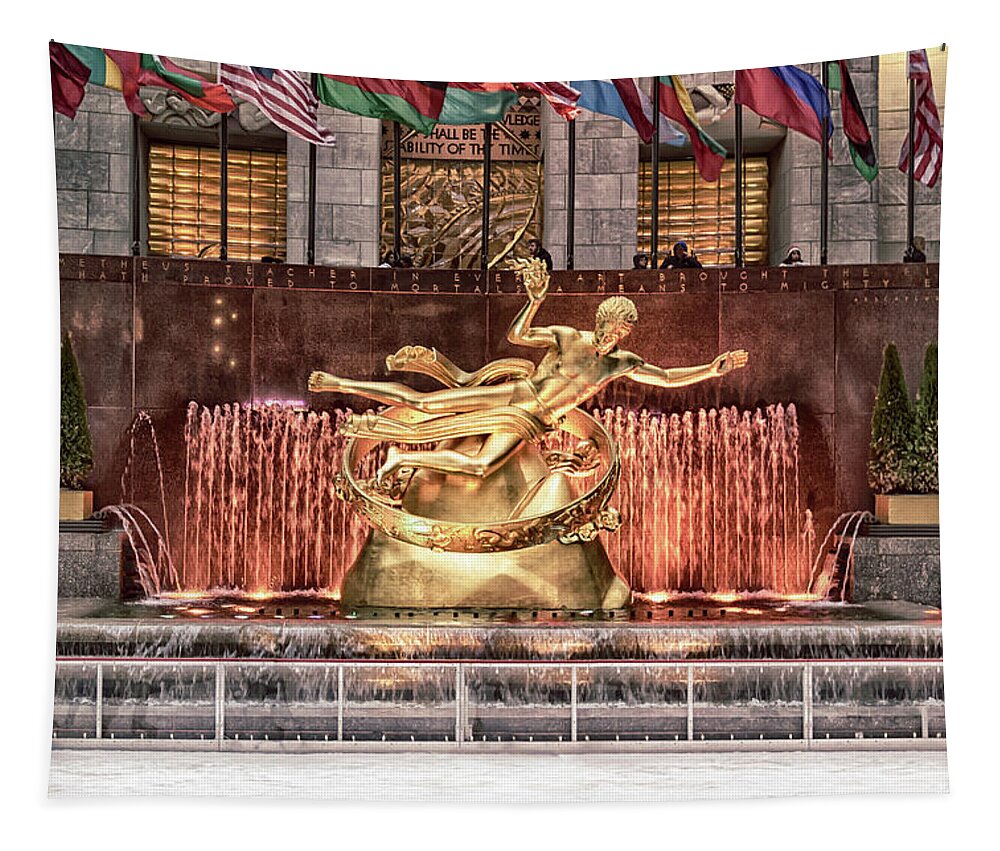 Rockefeller Center Tapestry featuring the photograph Rockefeller Center by Alison Frank