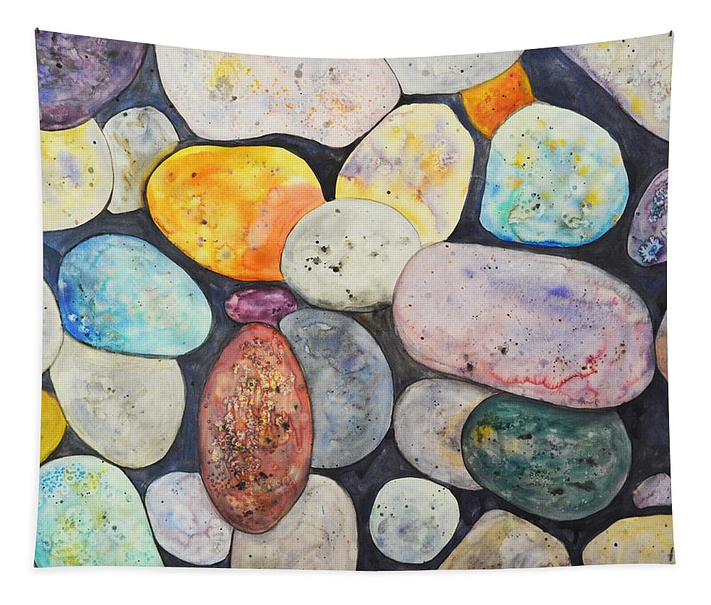 Rocks Tapestry featuring the painting Rocks by Kellie Chasse