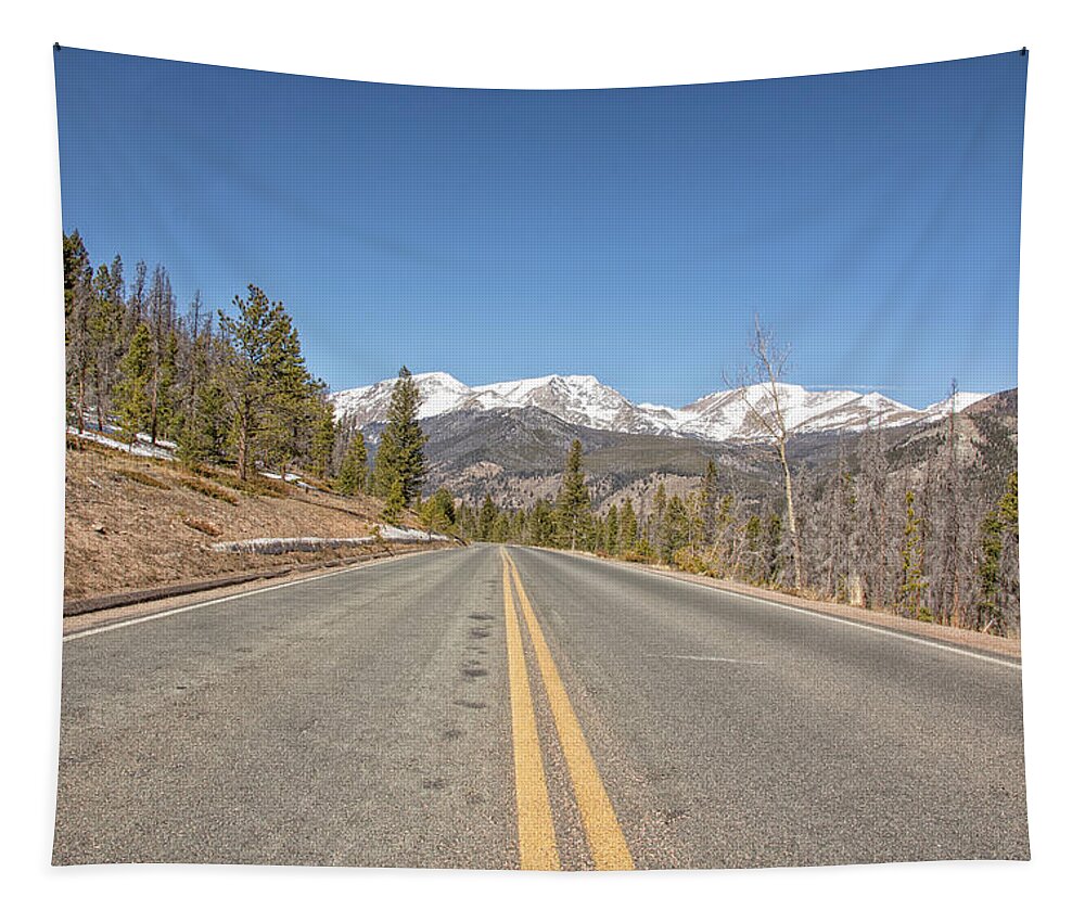 Mountains Tapestry featuring the photograph Rocky Mountain Road Heading towards Estes Park, Co by Peter Ciro