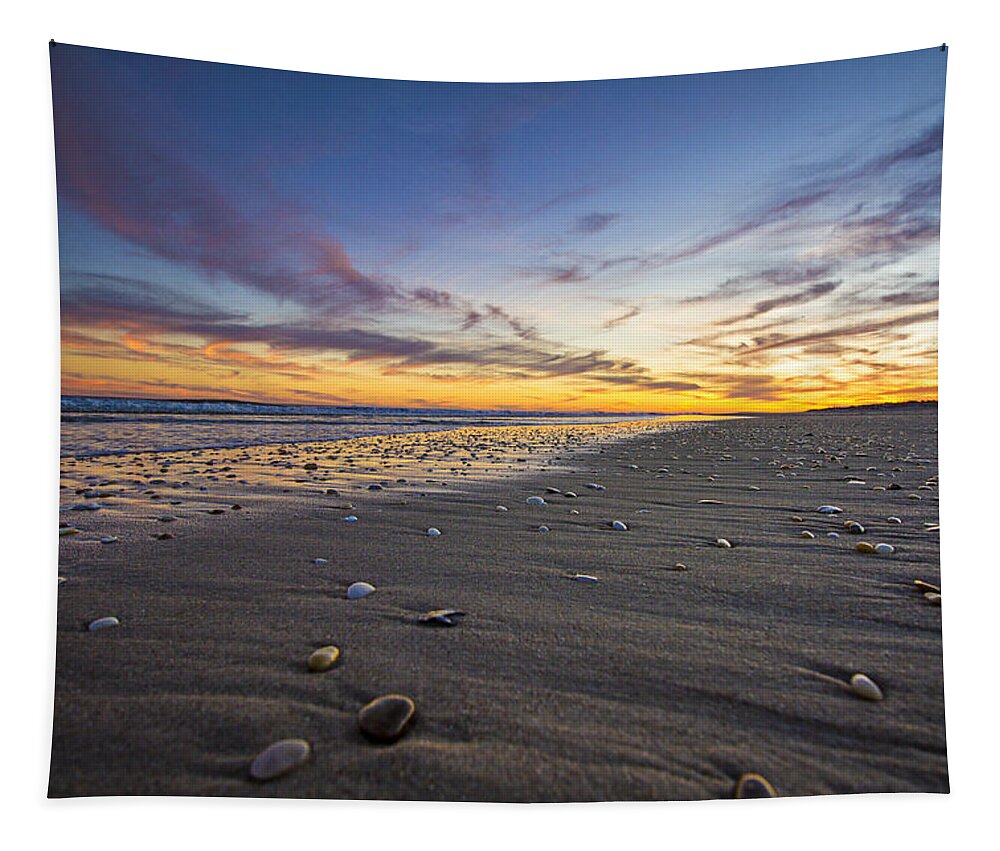 Roger's Tapestry featuring the photograph Rocky Roger's Beach Sunset by Robert Seifert