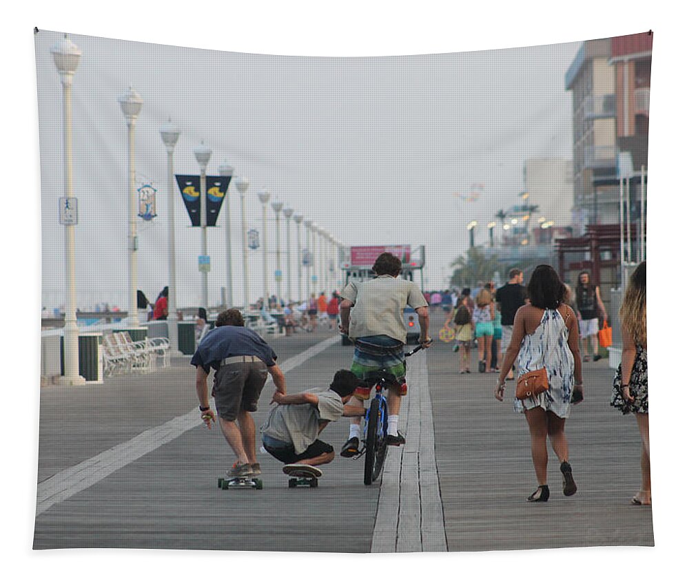 Boardwalk Tapestry featuring the photograph Rolling Down The Boards by Robert Banach