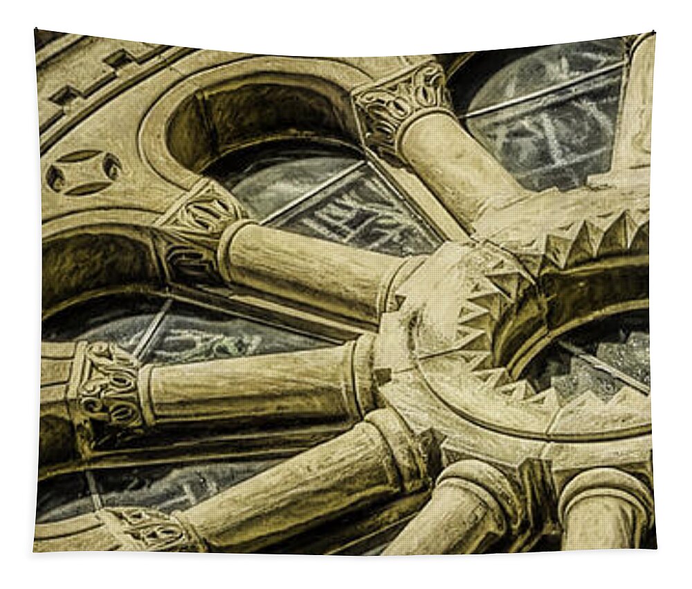 Scott Norris Photography Tapestry featuring the photograph Romanesque Wheel by Scott Norris
