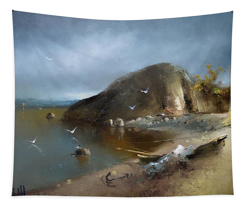 Russian Artists New Wave Tapestry featuring the painting Romantic Coast by Igor Medvedev