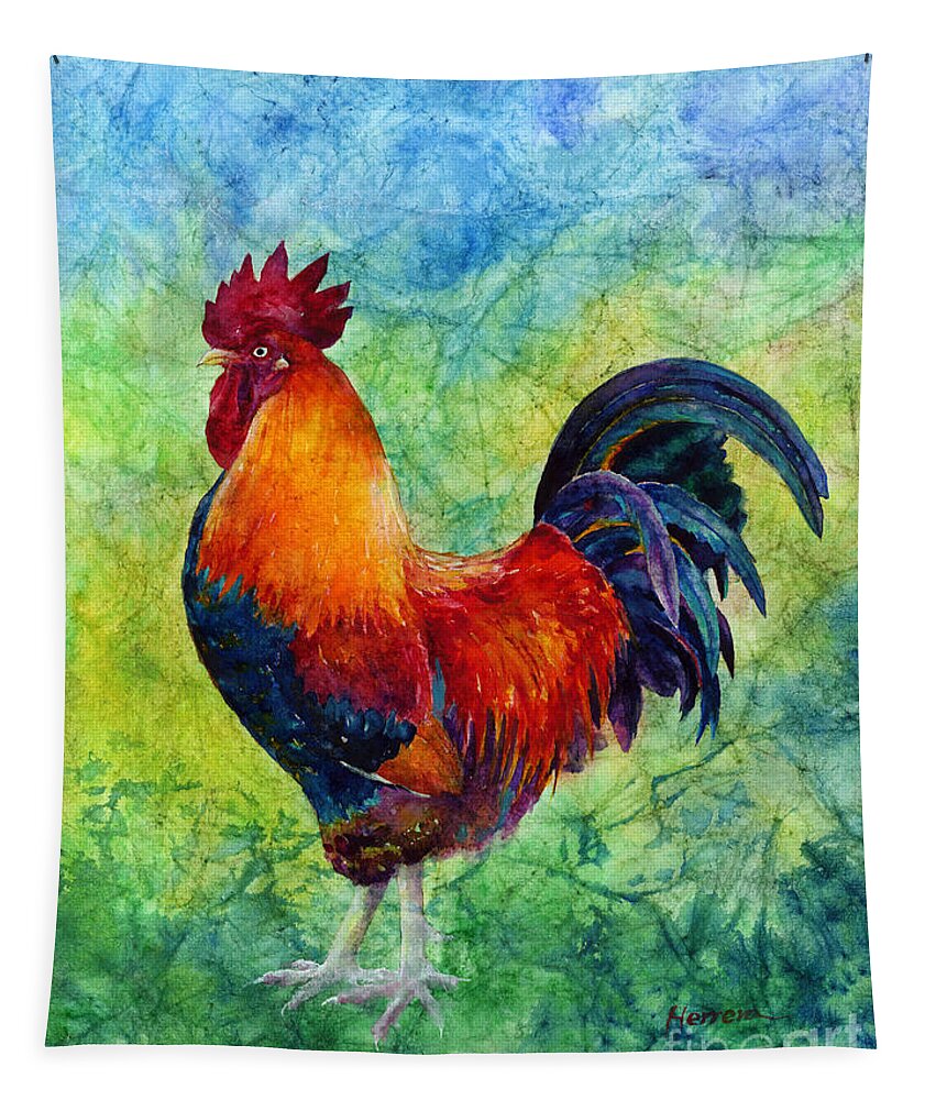 Rooster Tapestry featuring the painting Rooster 2 by Hailey E Herrera