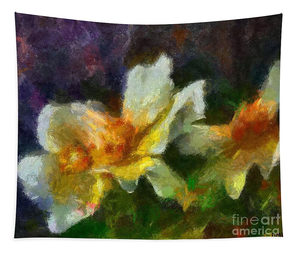 Spring Tapestry featuring the painting Rosa Rubiginosa by Dragica Micki Fortuna