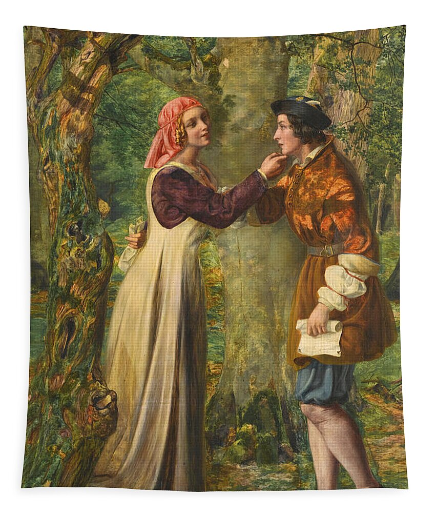 Edward William Rainford Tapestry featuring the painting Rosalind Telling Celia that Orlando is in the Forest by Edward William Rainford