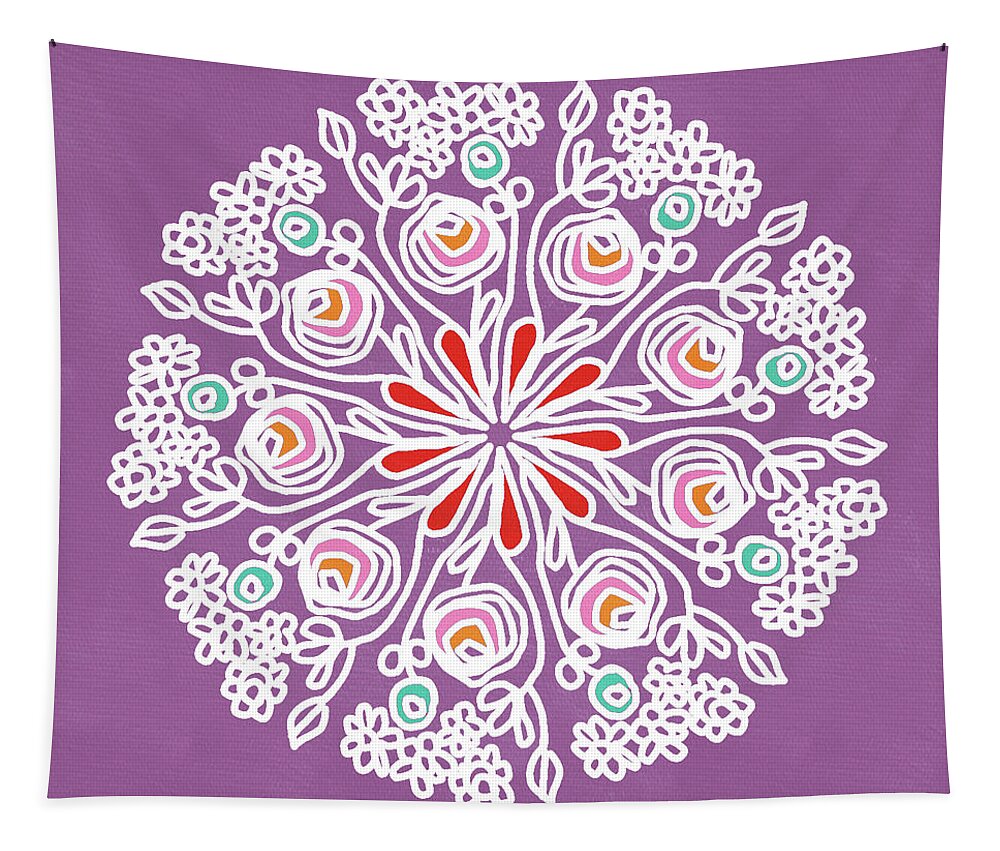Rose Tapestry featuring the mixed media Rose Mandala 1- Art by Linda Woods by Linda Woods