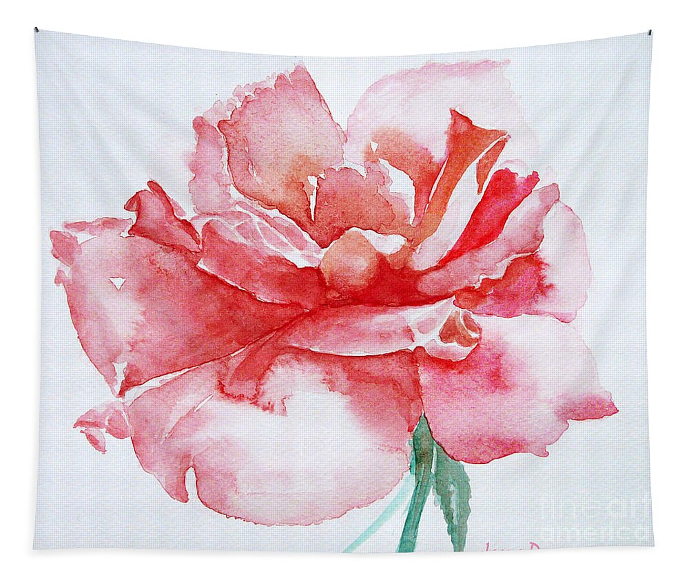 Flower Tapestry featuring the painting Rose pink by Jasna Dragun