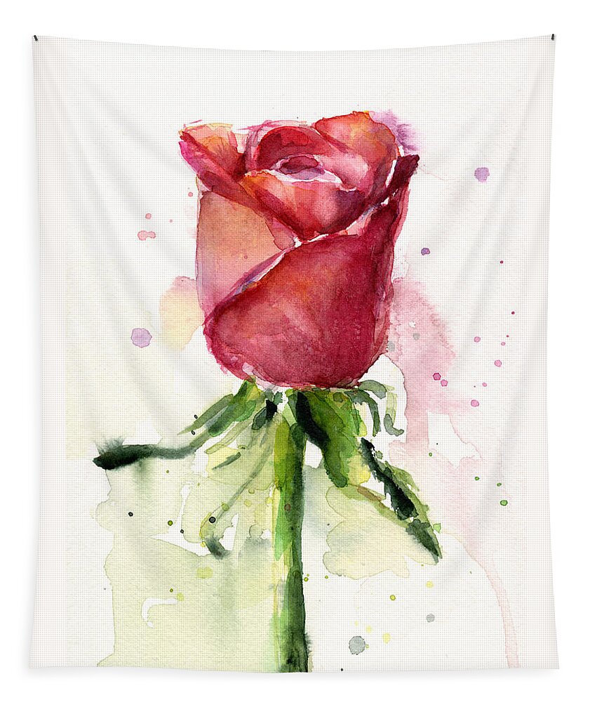 Rose Tapestry featuring the painting Rose Watercolor by Olga Shvartsur