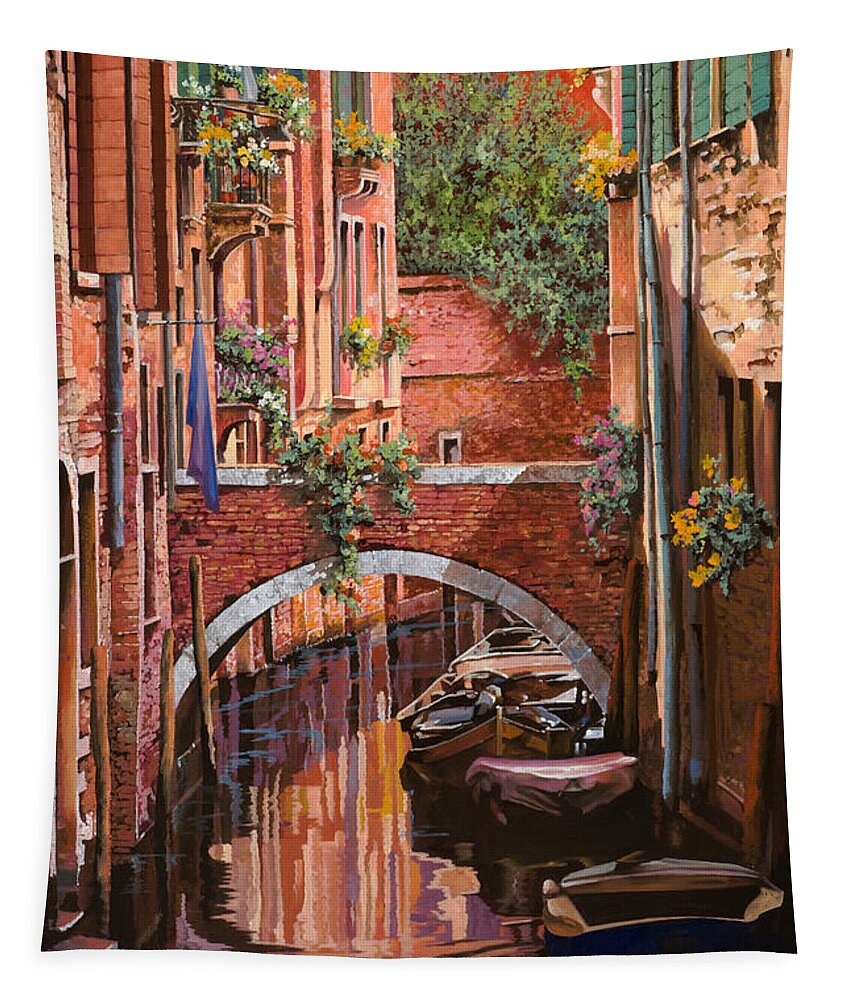 Venice Tapestry featuring the painting Un Gran Rosso Veneziano by Guido Borelli