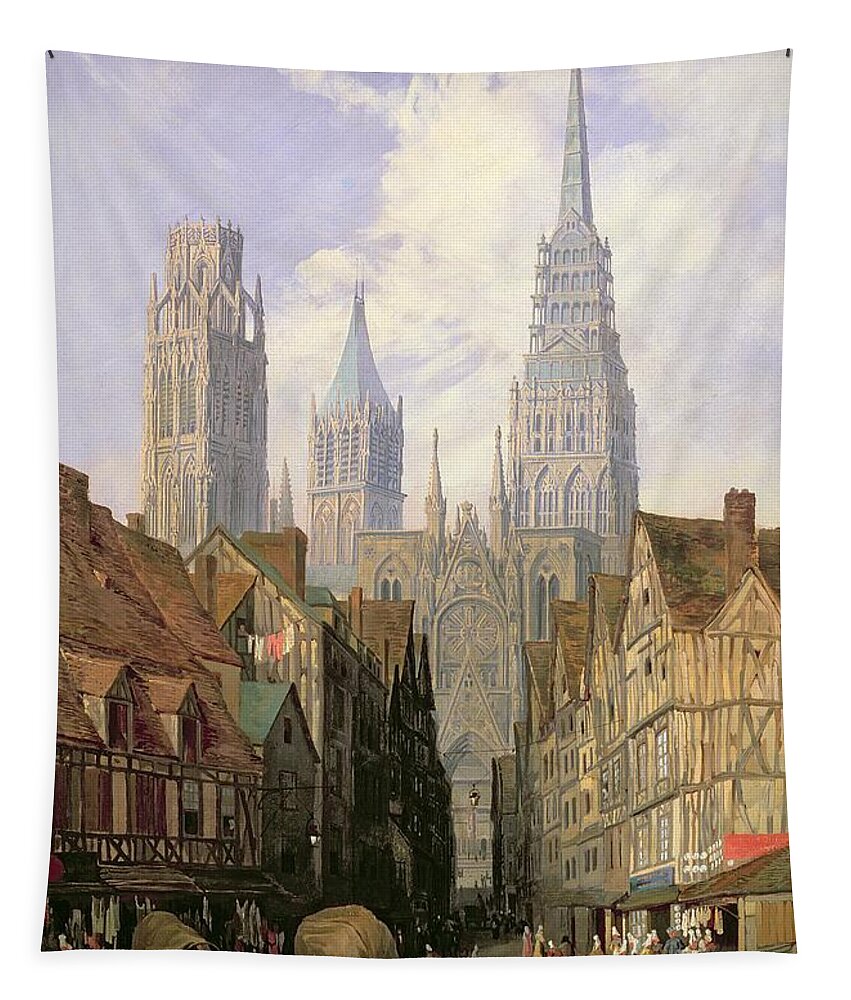 Rouen Tapestry featuring the painting Rouen Cathedral by Lewis John Wood