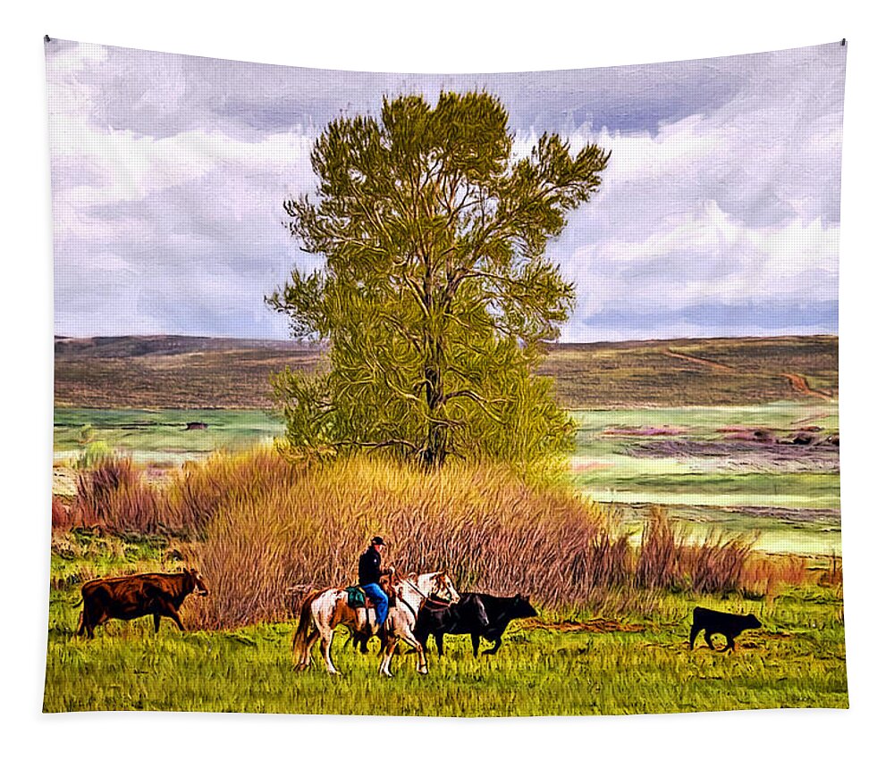 Animal Tapestry featuring the photograph Roundup by Maria Coulson