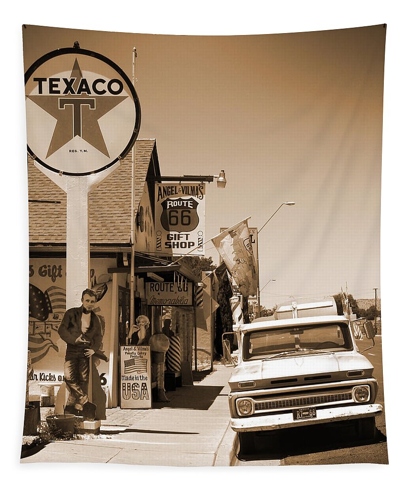 Big Star Sign Tapestry featuring the photograph Route 66 - Angel and Vilma's by Mike McGlothlen