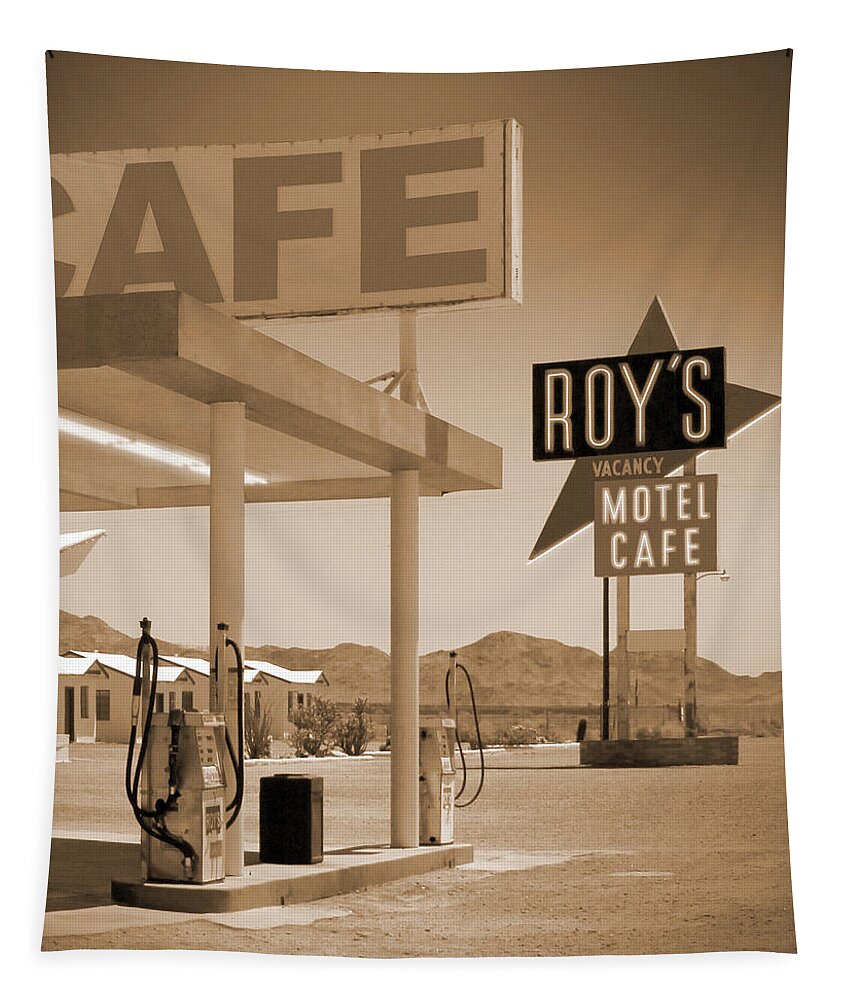 Roy's Motel Tapestry featuring the photograph Route 66 - Roy's Motel by Mike McGlothlen