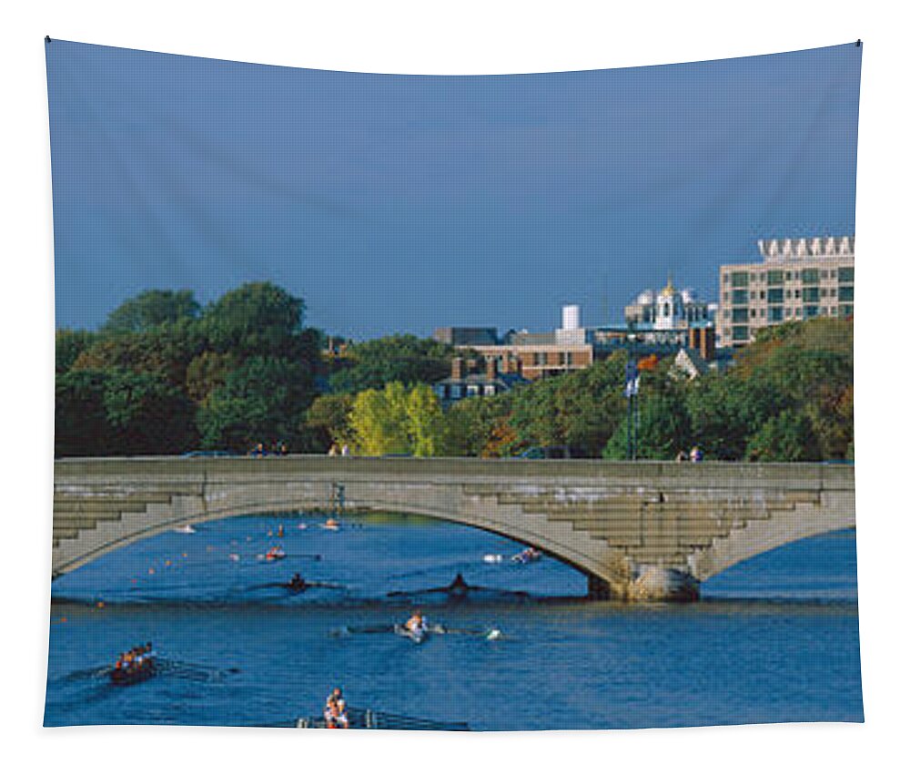 Photography Tapestry featuring the photograph Rowers On Charles River, Harvard by Panoramic Images
